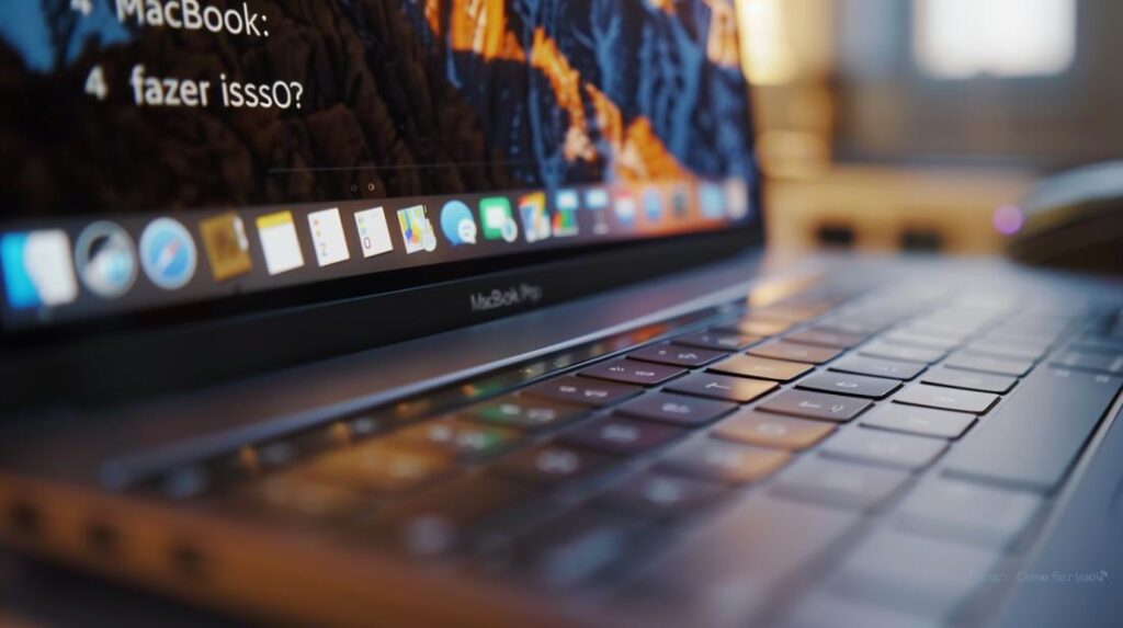 Fotografía hiperrealista de la pantalla de un MacBook Pro durante una captura de pantalla.